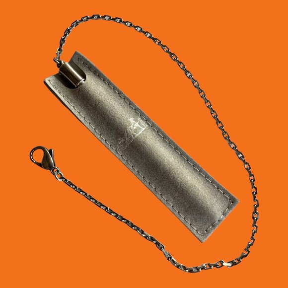 Hermes Sterling Silver Purse or Agenda Pencil 3 1/2" Chain 10 1/2" Lobster Lock - Picture 9 of 10